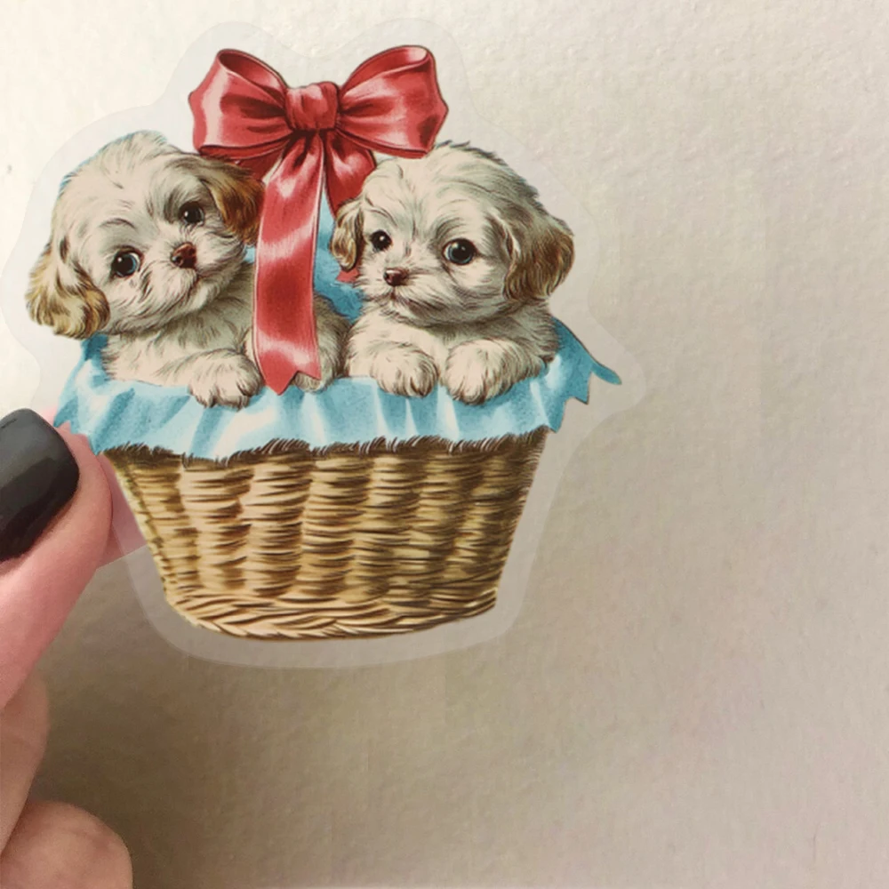 50枚 レトロ アメリカン パピー 透明ステッカー 犬 動物 デカール パーティー装飾 ホームアクセント 荷物 スクーターなど用