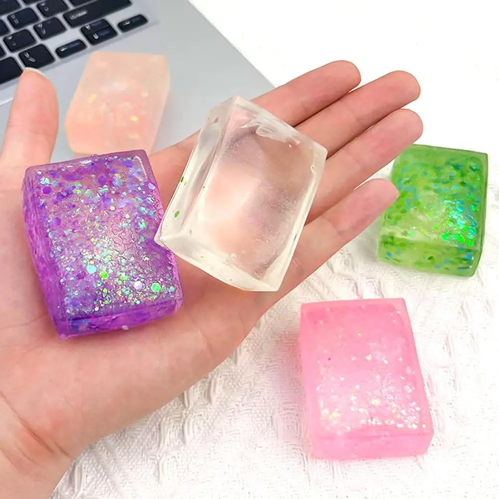 Decompressed Transparent Large Crystal Ice Block Pinch Children Ice Music Squeezing Simulation Toy Toy Relaxing Block Mood G1T1