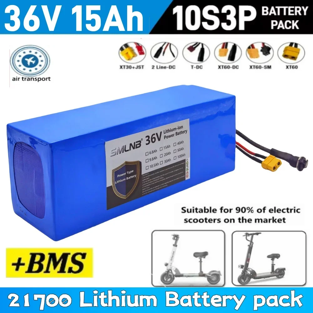 

36V 15Ah 21700 Lithium battery pack 10S3P 15000mAh built-in BMS, For Electric Bicycle Scooter Battery +42V 2a charger