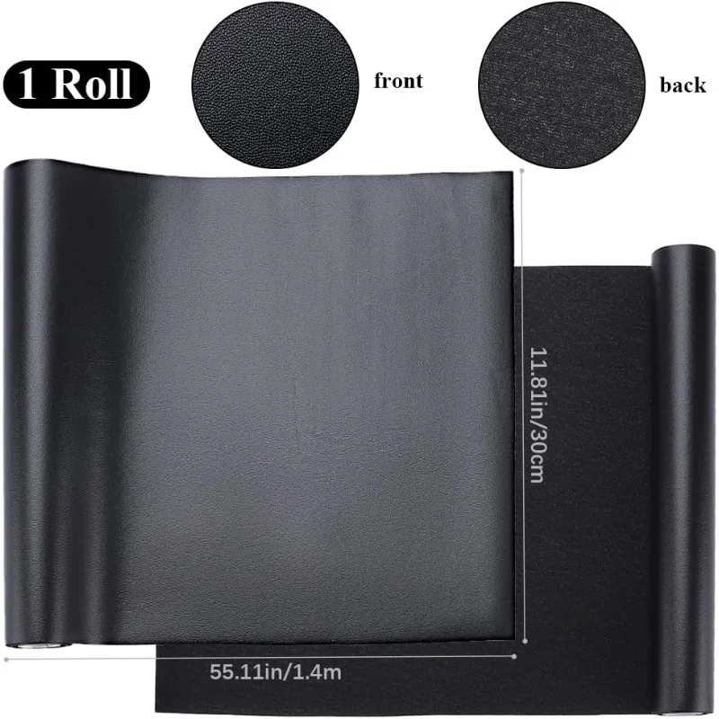 1pc 55 x 11.8” PU Leather Book Cloth Black for A4-A8 Books Binding Smooth Leather Surface Polyurethane Coated Non-Woven