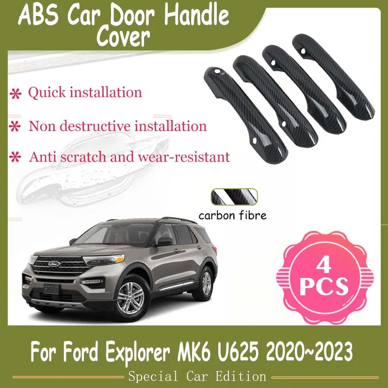 For Ford Explorer U625 MK6 2020 2021 2022 2023 Car Carbon Fiber Door Handle Cover Exterior Protective Accessories Gadget Sticker