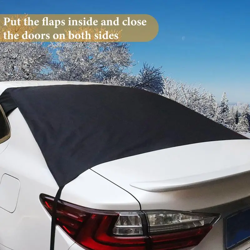 Windshield Snow Cover All Weather Protection Car Windshield Cover Double-Layer Oxford Fabric With Elastic Straps Car Cover For