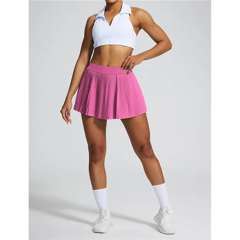 A09P プリーツテニススカート インナーショーツ付き ハイウエスト ゴルフスコート レディース ポケット付き アスレチックスコート