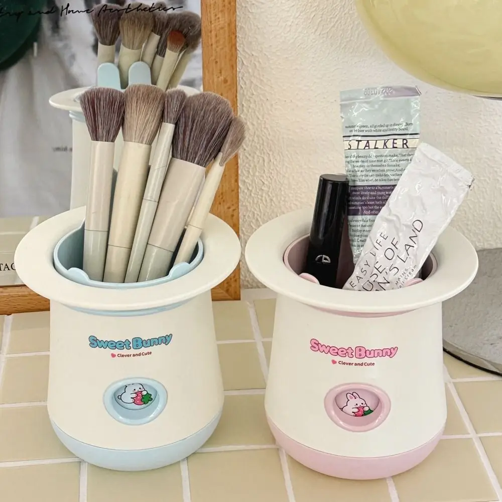 Kawaii Bunny Shape Pen Holder Large Capacity Multi-functional Makeup Brush Holder Pencil Cup Stationery Cosmetics