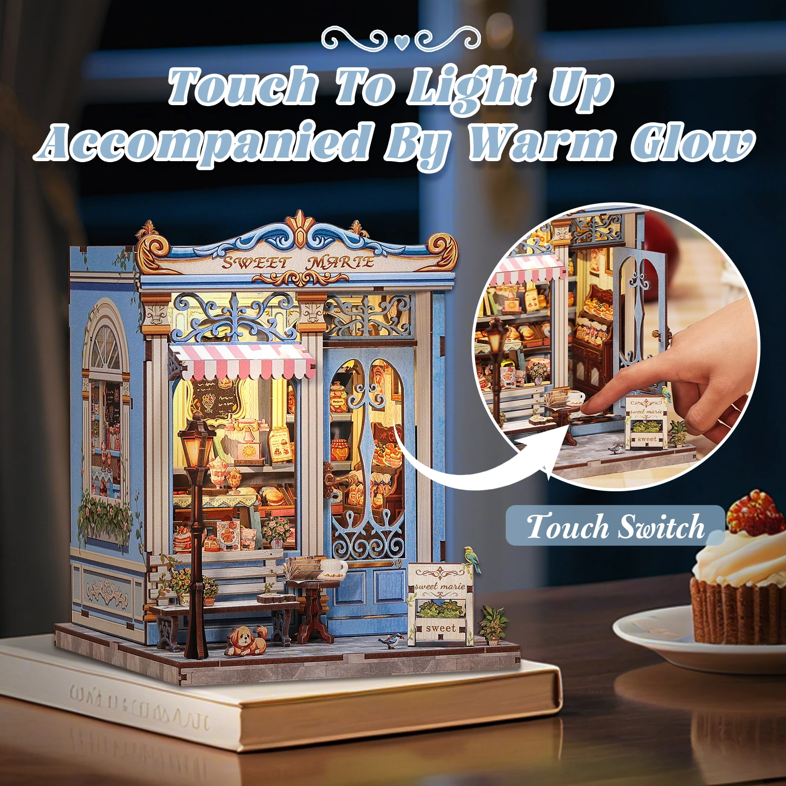 큐트펀 DIY 미니어처 하우스 북 누크 키트 북누크 작은 3D 인형집 책장 삽입 홈 데코 스위트 마리 크리스마스 선물