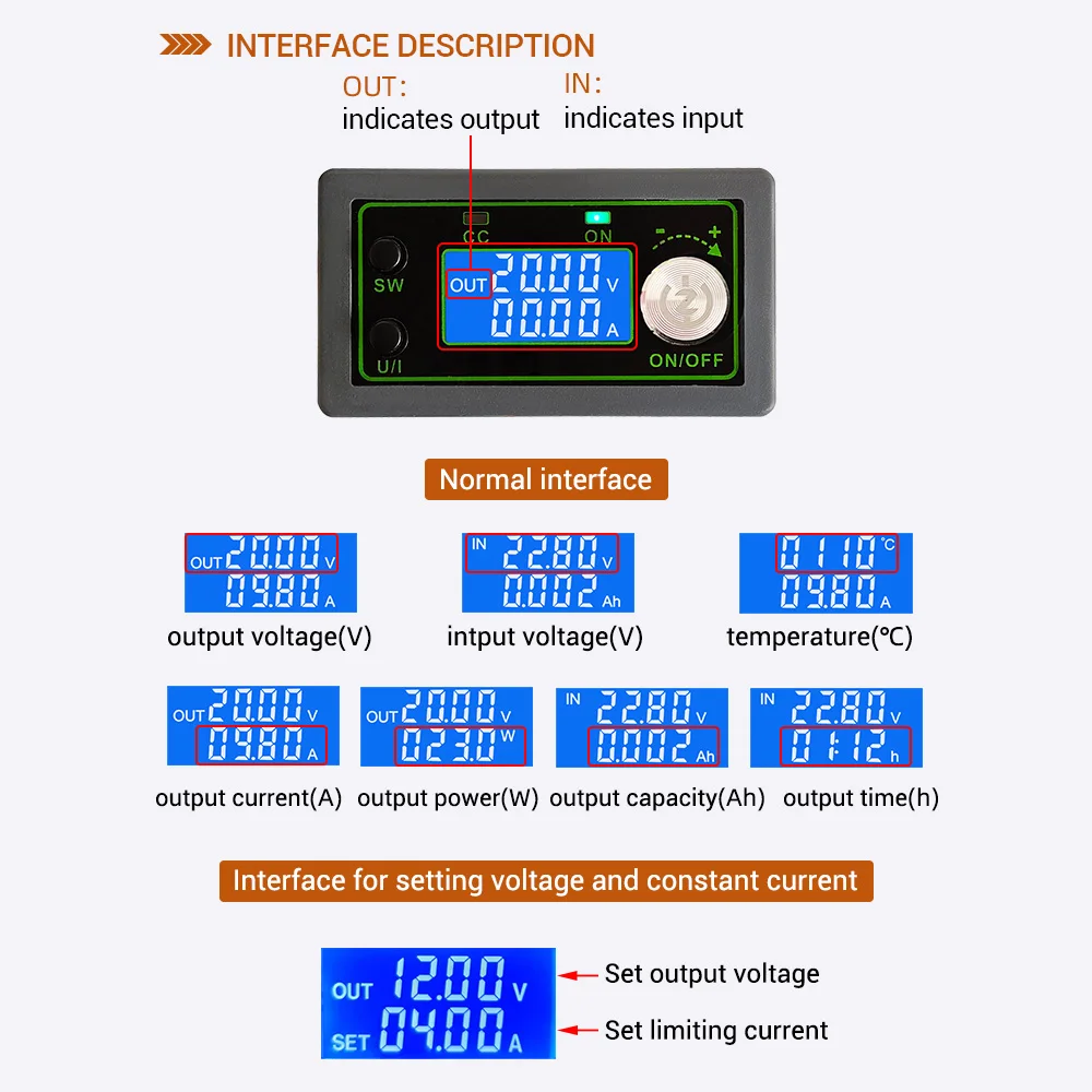 DC 0-100 V 20A 1000 W LED Digitale DC Step-Down Voltmeter Buck Constante Spanning Stroom MPPT Zonne-energie Batterij Voeding