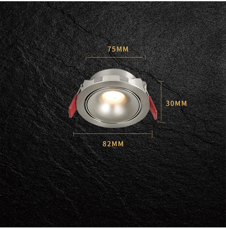 Embedded Ultra-thin Tube Lamp Electroplated Retro Industrial Style No Main Light Silver Opening 75MM 95MM Anti Glare 2026 New