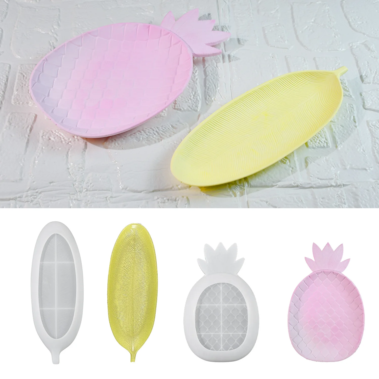Candle Silicone Mold Tropical Pineapple Shape Dish Mould, Handmade Gloss Resin Jewelry Organizer Table Ornament Silicone Mold