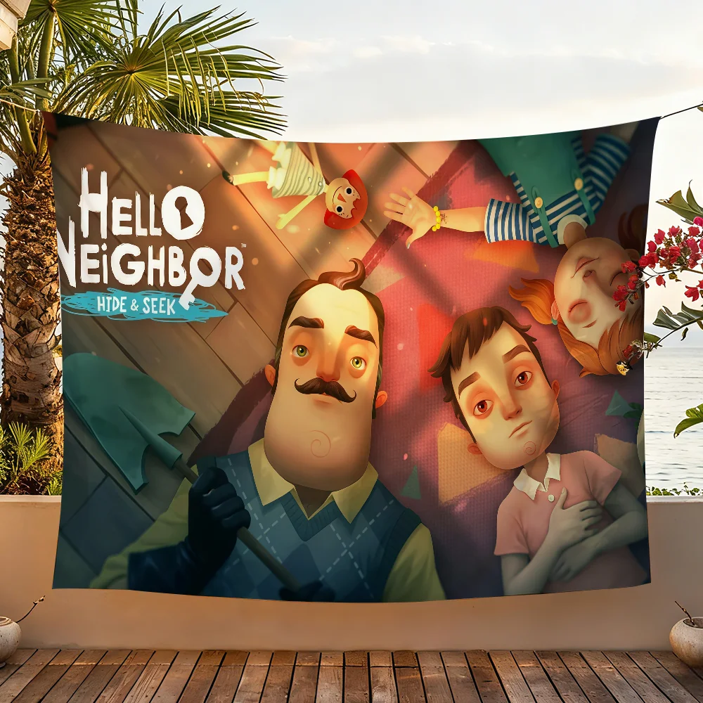 Game H-Hello N-Neighbor 2 flag For Garden Party Living Room Home Wall Decor Banner Bedroom Outdoor Tapestry