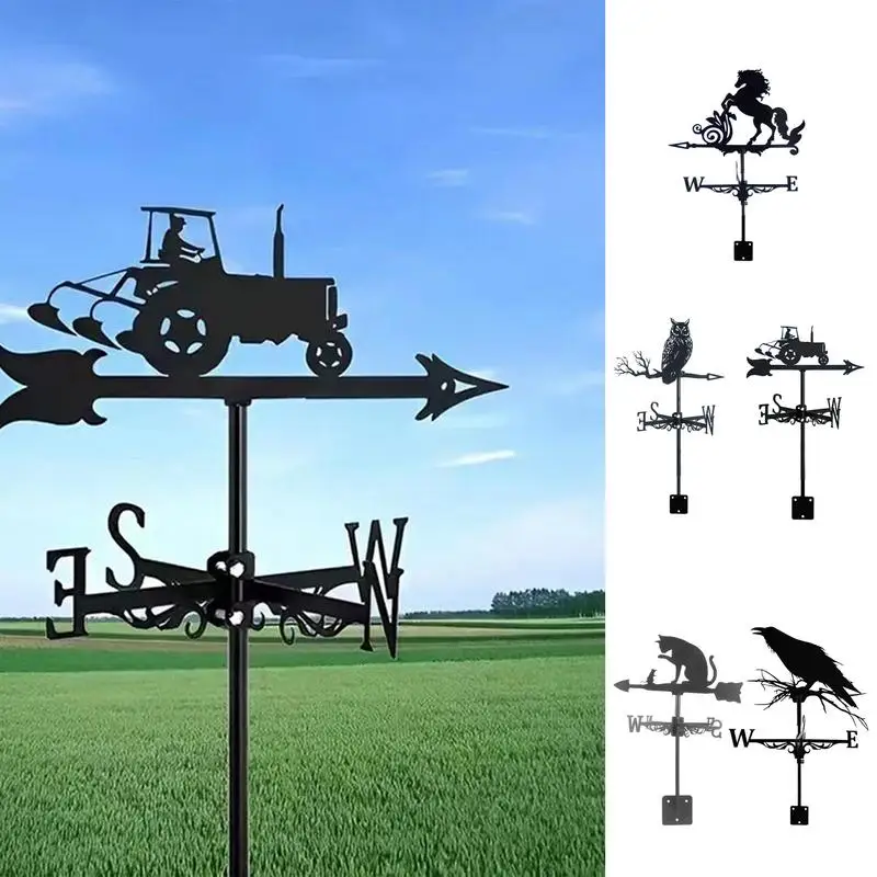 Metal Weathervane Witch Iron Weather Vane UV Resistant Rooftop Wind Vane Weather Vane For Roofs Wind Direction Indicator