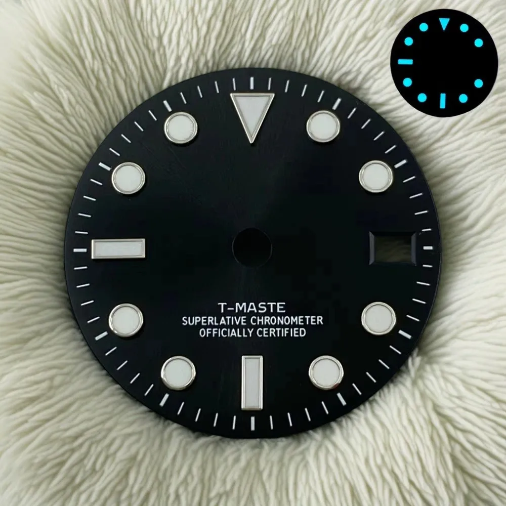 28.5 مللي متر S شعار GMT نيزك الهاتفي مناسبة ل جودة عالية NH34 جنبان حركة الجليد الأزرق مضيئة ساعة تعديل الملحقات
