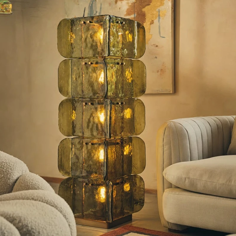 

Luxury Art Glass Floor Lamp Postmodern Design Villa Model House Medieval Style Floor Lamp