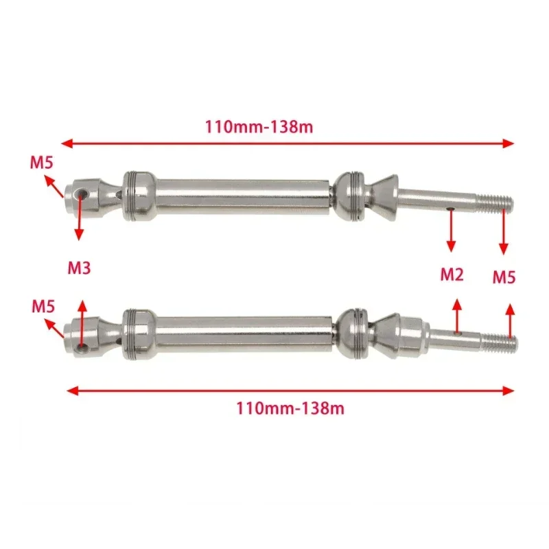 4Pcs Front and Rear Drive Shaft Spline CVD 110-138MM for 1/10 Slash Rustler Stampede VXL 4X4 4WD RC Car Upgrade Parts