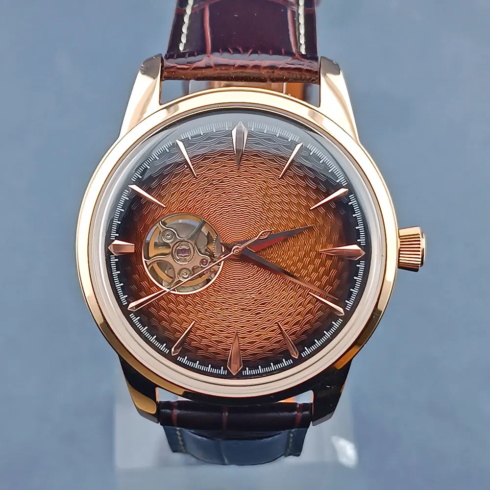NH38 Cocktail Series 40mm 316L Stainless Steel Sapphire Glass Case Hollow Dial Suitable for NH38 Movement Custom Logo