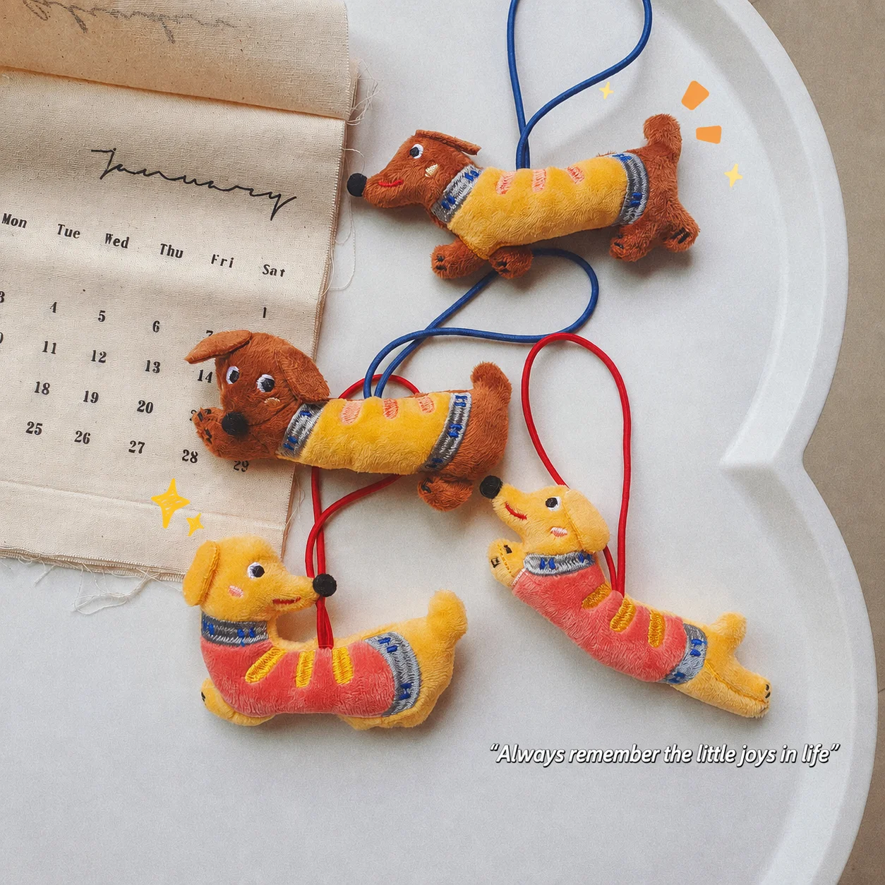 Cute Dachshund Plush Pendant Keychain Soft Stuffed Animal Bag Charm Cartoon Dog Hanging Decoration for Backpack Key Chain
