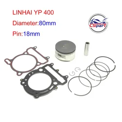 LH400 80MM 18MM Piston Ring Gasket Kit VOG LINHAI YP 400 400CC Tank Touring  ATV Buggy Scooter Parts