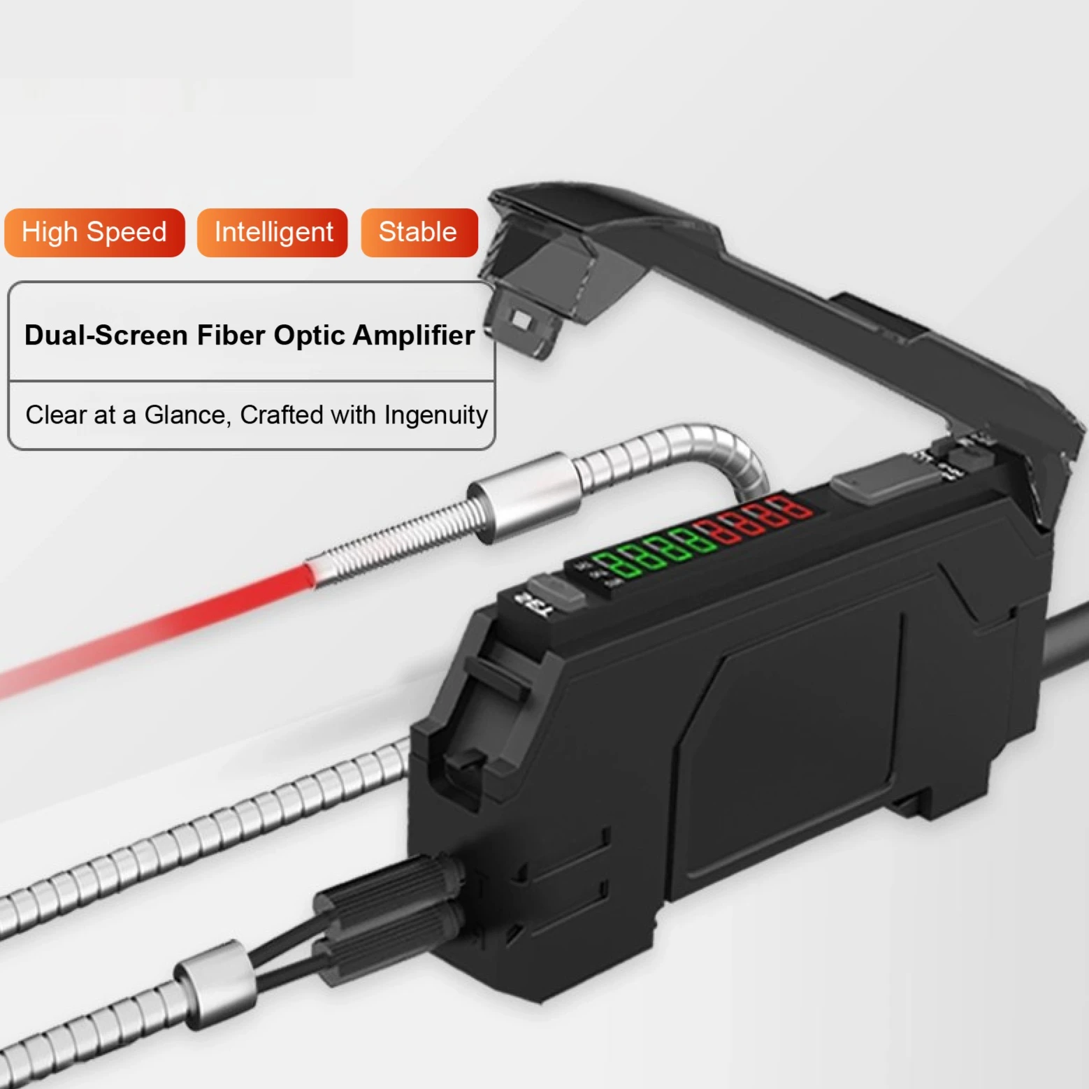 F05-TN Dual Display Fiber Optic Amplifier Sensor NPN PNP Output Diffuse Reflective Through Beam M3 M4 M6