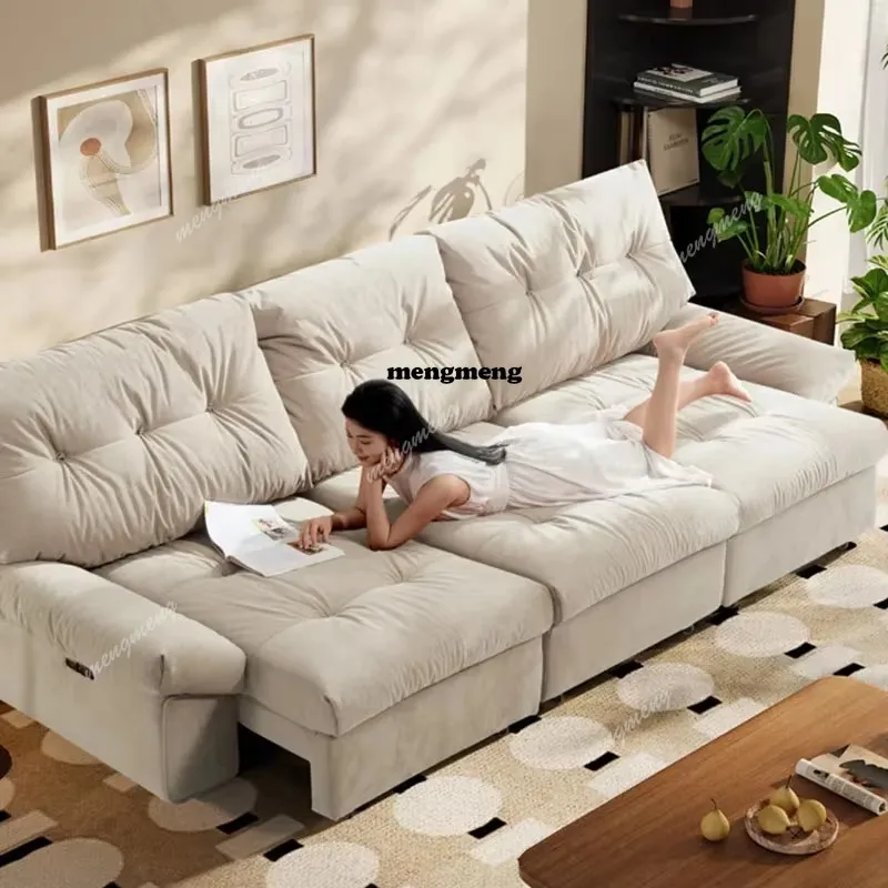 First Class Electric Sofa Bed Cloud French Cat Scratch Fabric Sofa Living Room