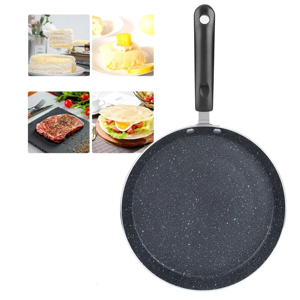 Aluminum Alloy Nonstick Crepe Pan Black Round Shape Frying Pan Cooker Versatile Non-Stick Coating Flat Skillet Pan