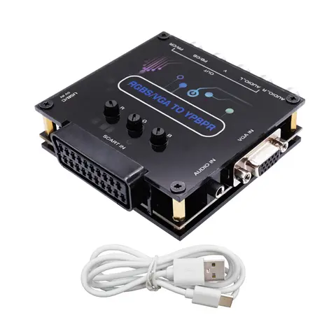 RGBS VGA SCART TO YPBPR Converter Color Brightness Adjustable Video Adapter RGBS To Color Difference Component Converter