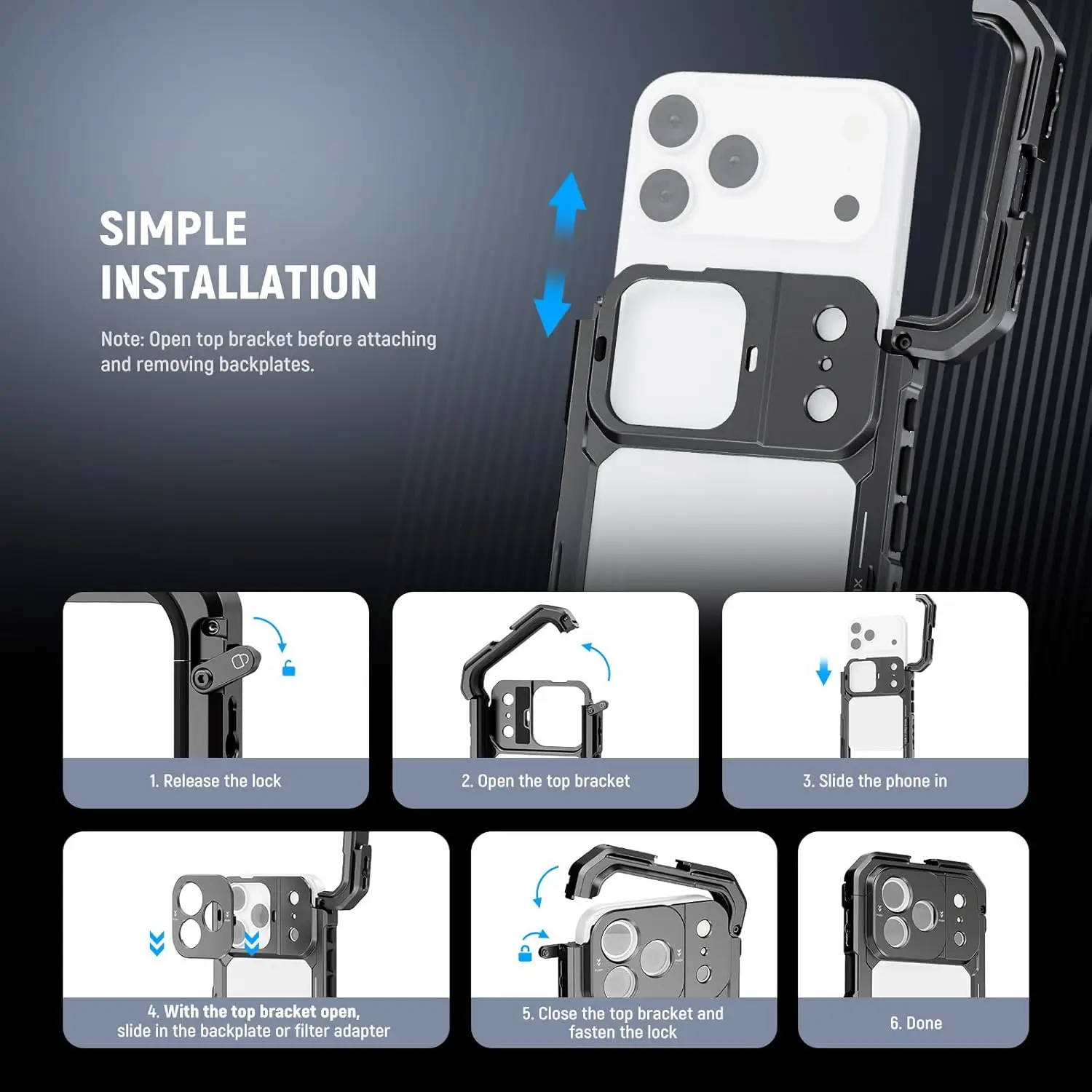 قفص هاتف جديد لهاتف iPhone 17 Pro/Pro Max مثبت جهاز فيديو سريع الإصدار مع ملحق حلقة مرشح 67 مم #6