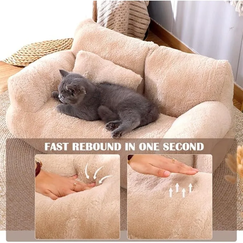 Cat Sofa Bed Pets Nest Comfortable Washable Non-slip Dog Plush Soft Sofa Cushion Removed Winter Warm Cat Bed Sofas Pet Supplies