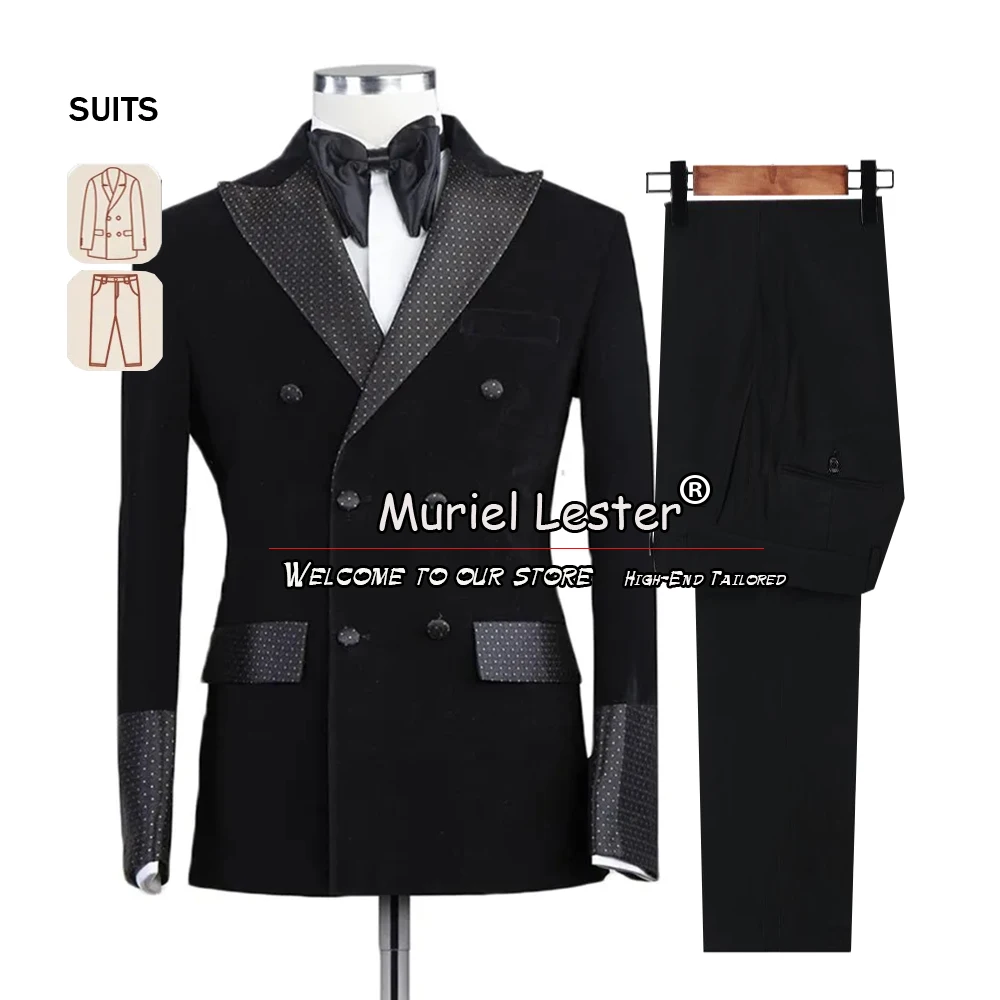 

Formal Business Suits Men Slim Fit Double Breasted Blazer Pants 2 Pieces Groom Wear Tuxedo Plus Size Male Fashion Anzug Herren