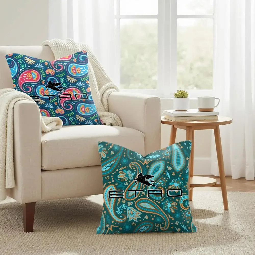 Fashion Luxury E-EtroS Classic Cushion Cover Natural Linen Organic Fabric Double-Sided Printing Sofa Home Decor Gift Pillow Case