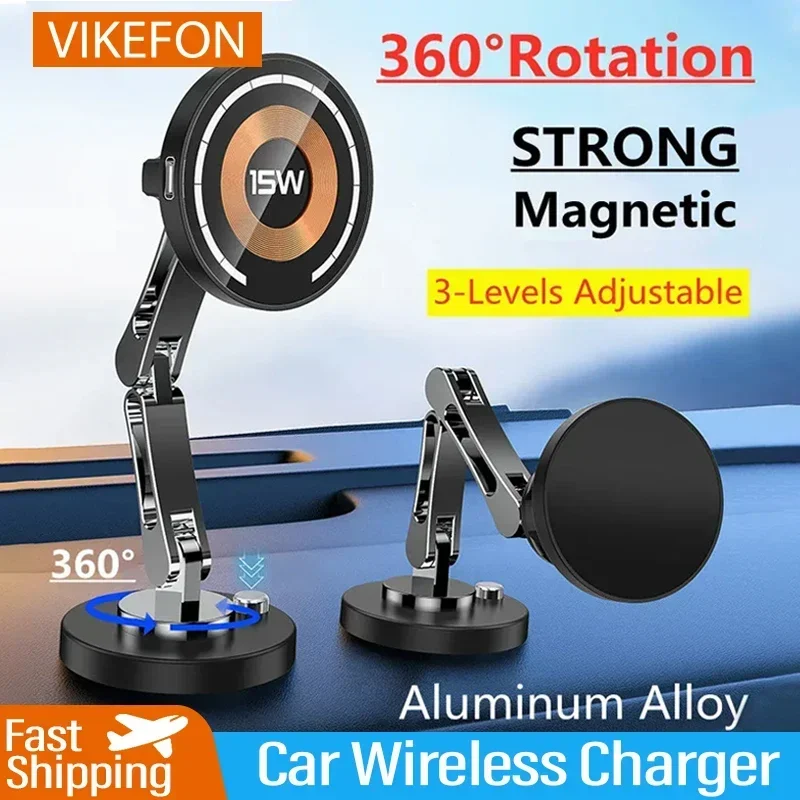 Magnetic Car Wireless Charger Stand Magnet Car Mount Fast Charging Station Phone Holder Bracket For iPhone 15 14 13 12 Pro Max