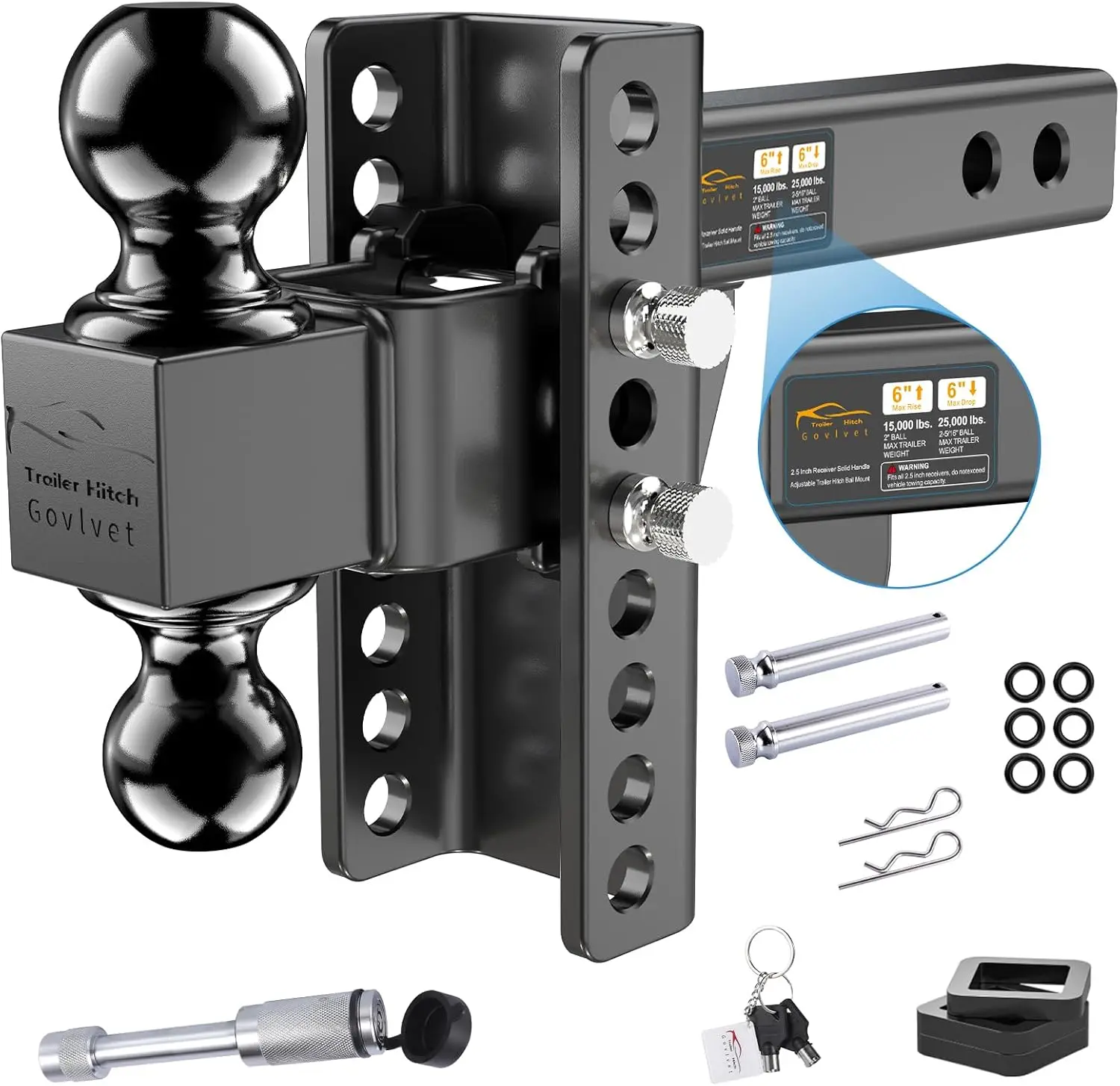 

Truck Towing, Metal, No Color Mentioned, Adjustable, Heavy - Duty, 25,000 LBS GTW, Anti - Theft Locking Pins