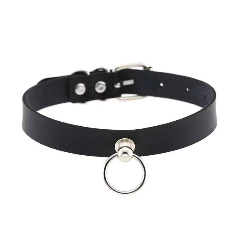 Anime Reze Cosplay Choker PU Necklace Punk Leather Collar Pull Ring Chain Unisex Party Props