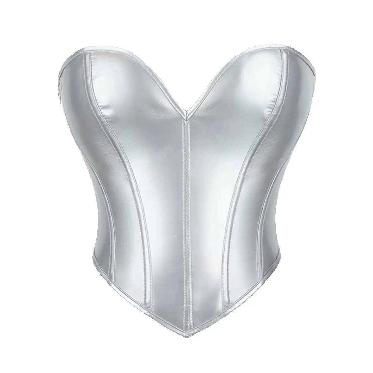 

Серебряный кожаный корсет, укороченные топы в форме сердца, корректирующее белье, корсеты на шнуровке, жилет с тонкой талией, бюстье, топ для женщин
