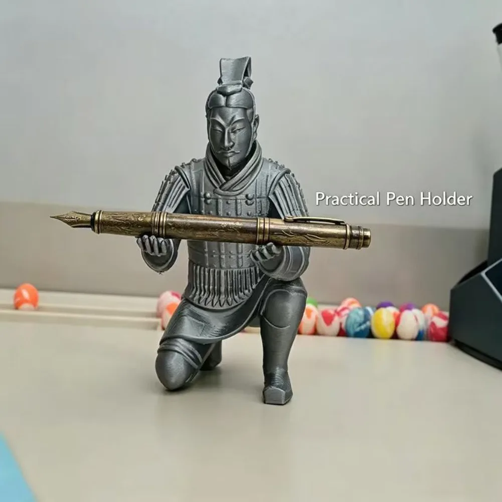 Terra Cotta Warriors Pen Holder Creative Chinese Pencil Storage Rack 3D Printing Desk Stationery Stand Learning Office Ornament