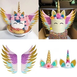 Rainbow Cake Toppers Baby Shower Girl 1st Birthday Party DIY Decoration Kid Cupcake Wrapper Wedding Unicorn Theme Party Supplies