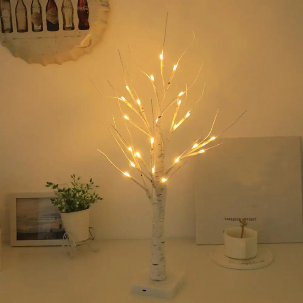 

1Set Lighted Birch Tree LED Night Lamp Battery Powered LED Tree Lamp Flexible Branches Design Bedside Lamp Desktop Decoration