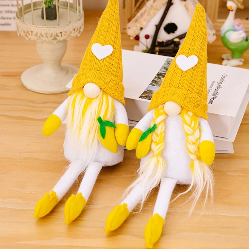 Ciondolo gnomo limone estivo a gamba lunga peluche simpatico elfo bambola ornamento per decorazione del desktop del da