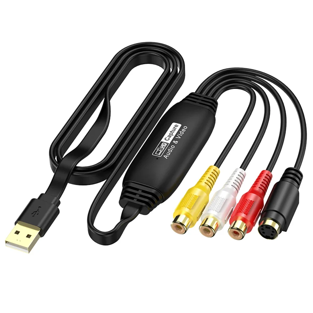 USB Video Capture Card VHS TV DVD VCR Audio Capture Adapter Card RCA To USB Video Converter Video Capture Board for Mac PC