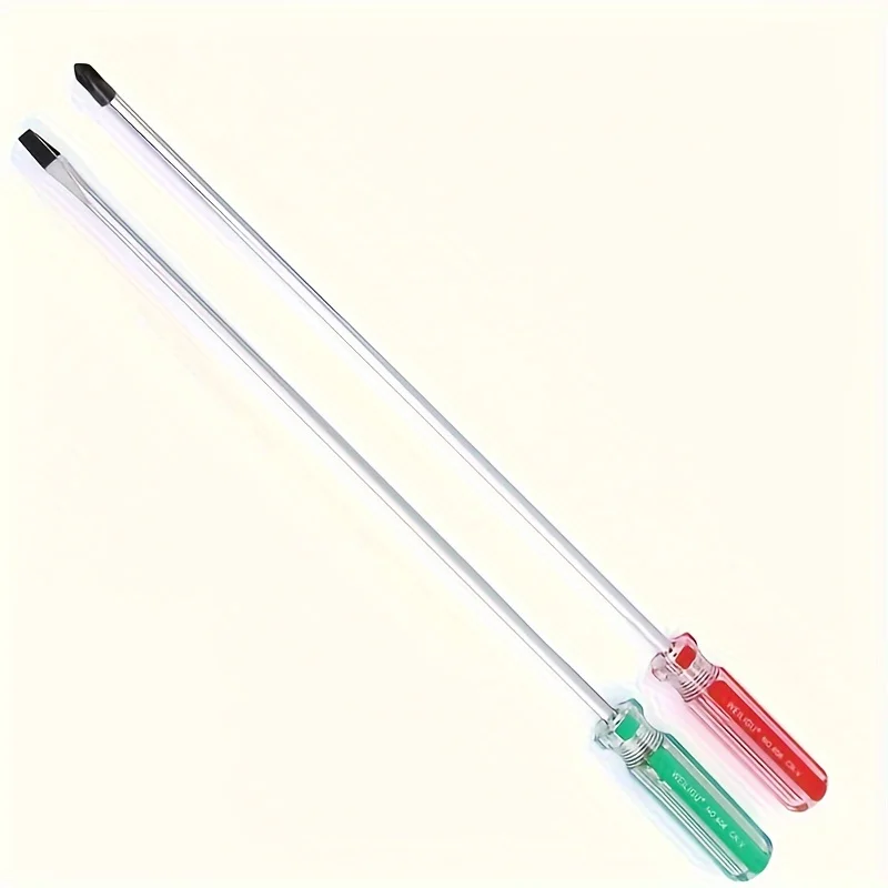 The Long-handled Screwdriver, 12 Inches Long, Features A Polished Chrome Finish, Making It Rust-proof and Washable.