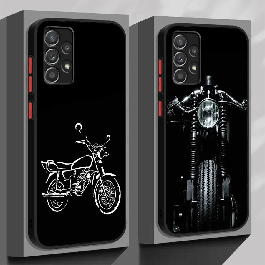 حافظة لهاتف سامسونج جالاكسي A12 A13 A14 A32 A54 A55 5G A35 A52 A53 A15 A25 غطاء غير لامع مقاوم للصدمات دراجة نارية رائعة