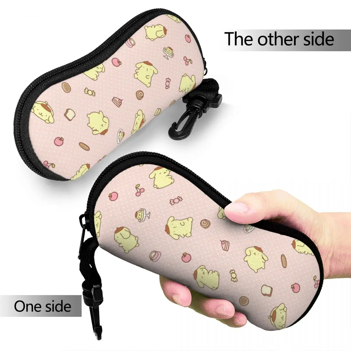 Pink Pom Pom Purin Cartoon Glasses Case Printing Zipper Sunglasses Storage Box Anti-Pressure Eyewear Container