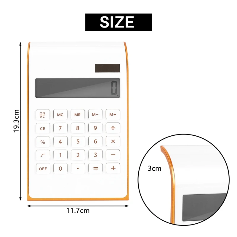 Top-Calculator, Slim Elegant Design, Office/Home Electronics, Dual Powered Desktop Calculator, Solar Power, 10 Digits, Tilted LC