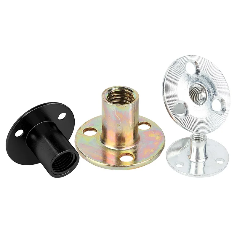 M6 M8 M10 M12 Carbon Steel Iron Plate Nut Three-hole Flange Nuts Coupling Thread Fastener Lock Sofa Furniture Accessory T Nuts 5
