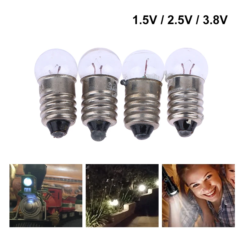 10PCS Miniature Round 1.5V 2.5V 3.8V Small Light Cannon For Student Experiment Small Light Bulbs Flashlight Bulb Beads Replace