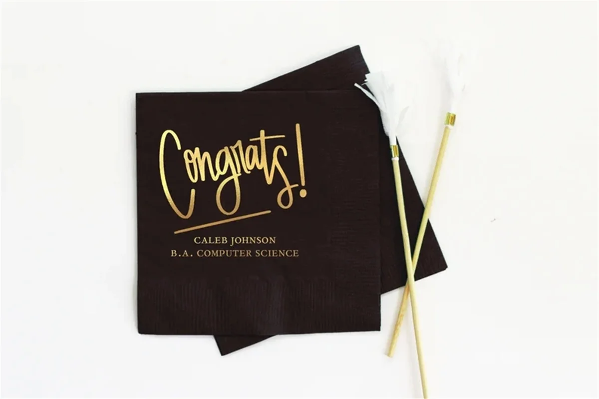 

50 PCS Personalized Graduation Party Napkins, Class of 2024 Graduation Decorations - Cocktail, Luncheon, Dinner, and Guest Towel