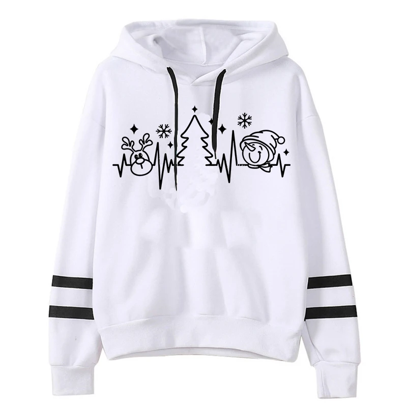 

Funny Snowman Elk Christmas Tree Heartbeat Print Hoodies Women Fashion Long Sleeve Sweatshirt Xmas Party Female Autumn Pullover