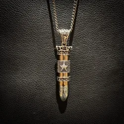 European and American hip-hop fashion personalized men's and women's handsome Sterling Silver punk style bullet pendant necklace