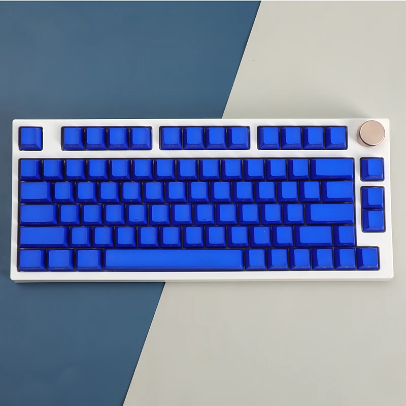 133 Keys PBT Keycaps Classic Blue Side Print Double Shot OEM Height Backlit Transparent Suit for 68 75 Mechanical Keyboard