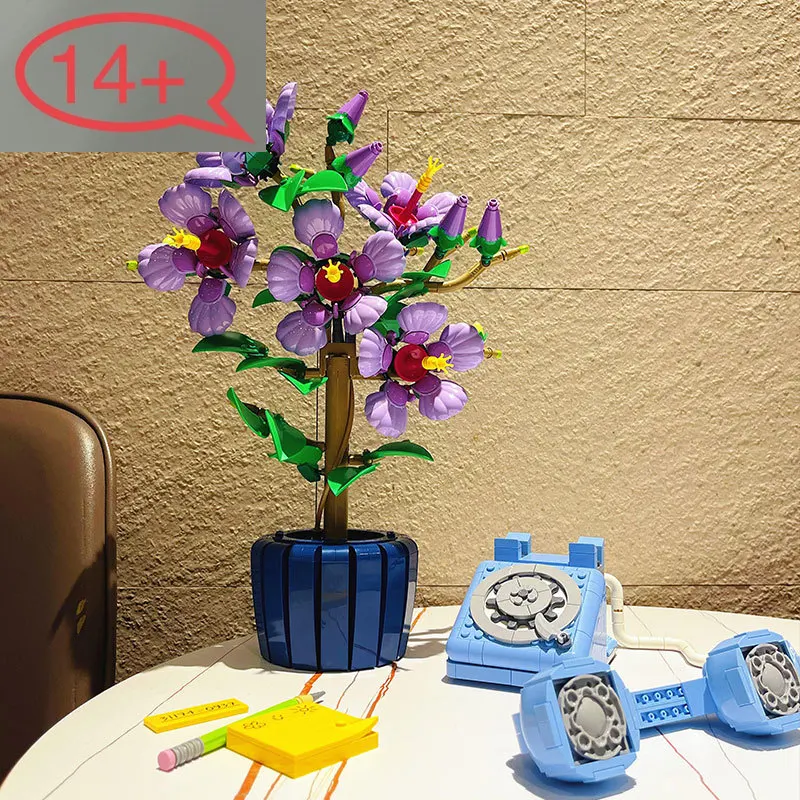 

MOC романтический процветающий букет, строительные блоки, растение в стиле бонсай, 660 шт., 10372, блоки, украшение дома для детей, игрушки, подарки
