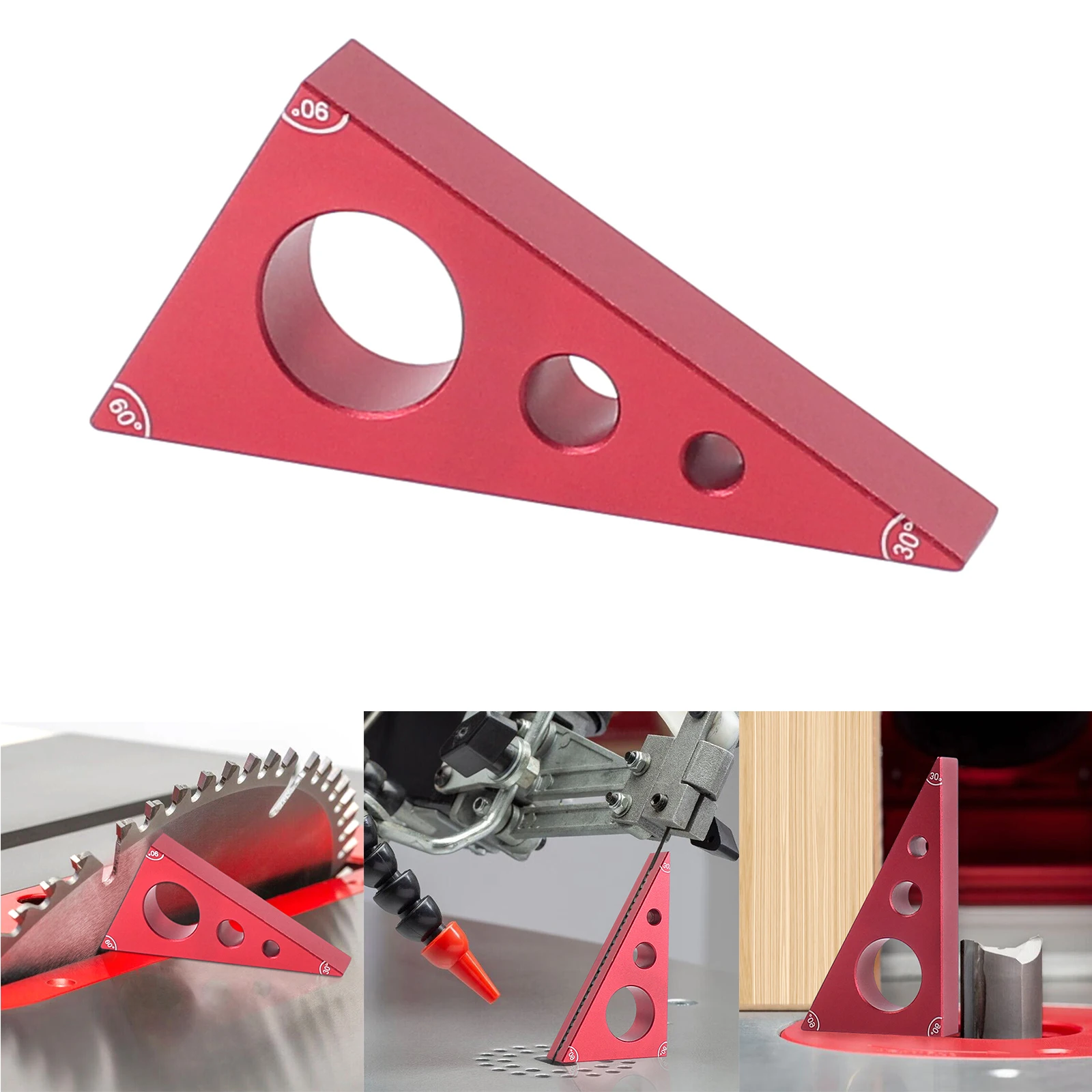 Woodworking Pocket Square 30/60/90 Angle Aluminium Alloy Gauge Block Woodworking Triangle Ruler Height Measuring Gauging Tool