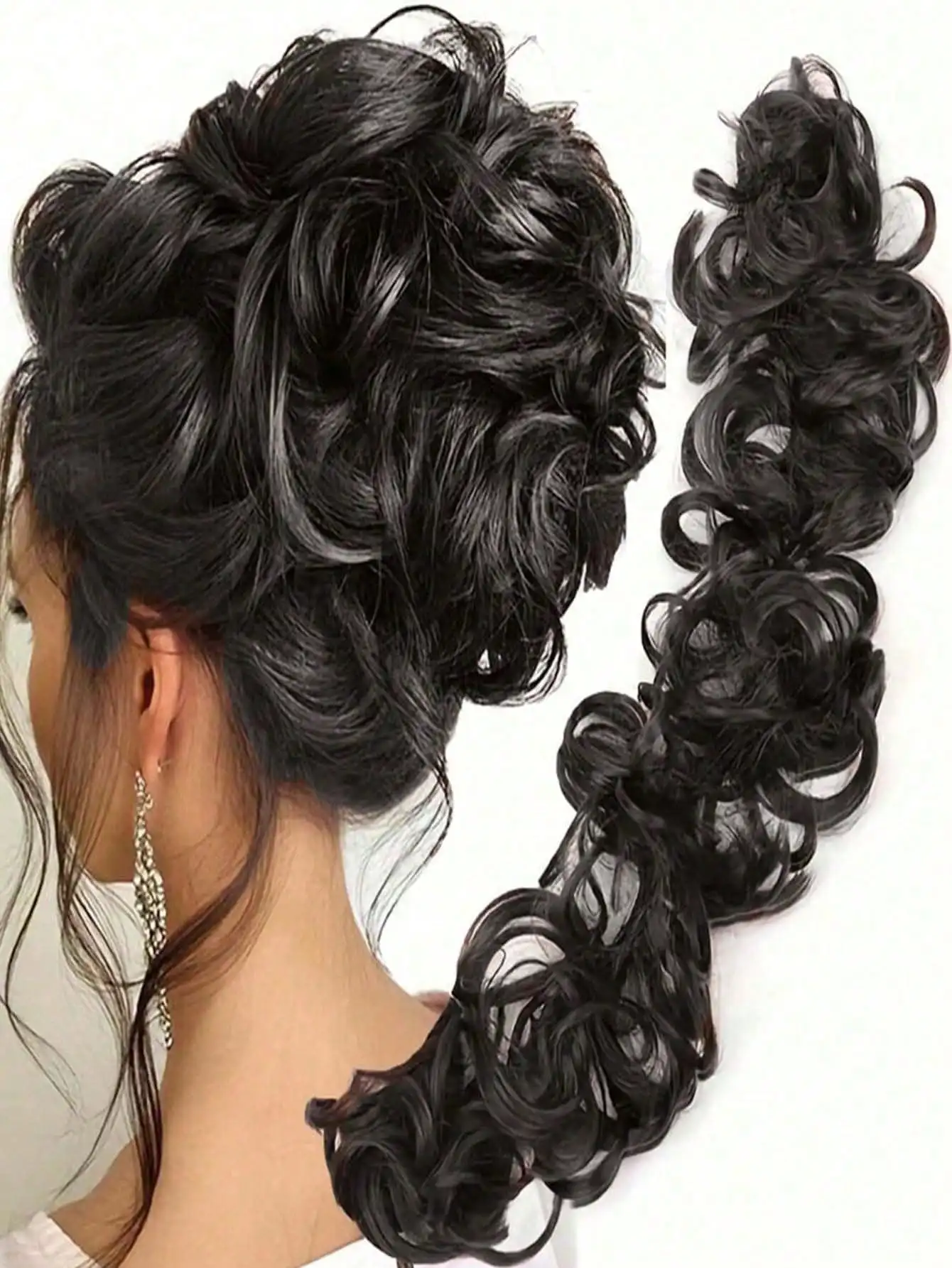 

Curly Hair Scrunchie for Messy Bun Styling, Elastic Hair Tie Accessory